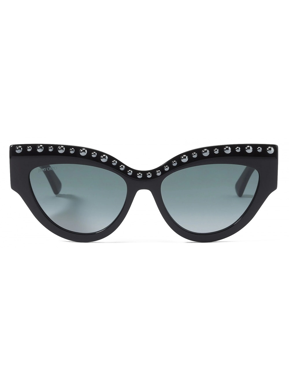 New Jimmy Choo SONJA/G/S Black Cat-Eye Sunglasses with Crystal Stud Trim